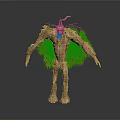 Tree Creature Character Featuring Wooden Body Green Leaves And Branched Humanoid Limbs