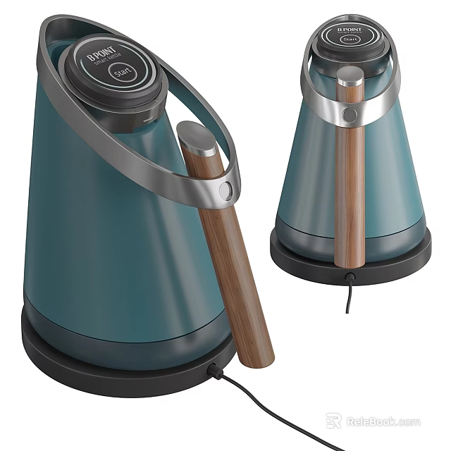 Modern Teal Kitchen Appliances With Wooden Handle Metallic Accents And Stylish Design 3d model 