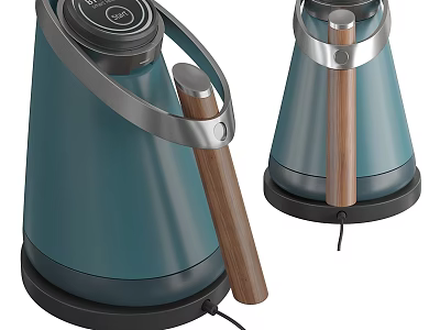 Modern Teal Kitchen Appliances With Wooden Handle Metallic Accents And Stylish Design 3d model