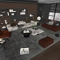 Minotti Sofa Coffee Table Combination Multi-person Sofa Coffee Table Leisure Chair Side Table Corner Table 3d model