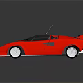 Red Classic Sports Car With Sleek Body Rear Spoiler And Reflective Surface