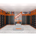 WICKIN Specialty Store Interior With Orange Black Cabinets And Central Display Counter