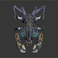 Fantasy Scorpion With Blue And Gold Glowing Decorative Armored Design