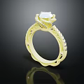 Elegant Diamond Ring With Large Center Stone And Intricate Band Design Details
