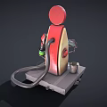 Cartoon Scene With Vintage Red And Yellow Texaco Gas Pump On Concrete Base