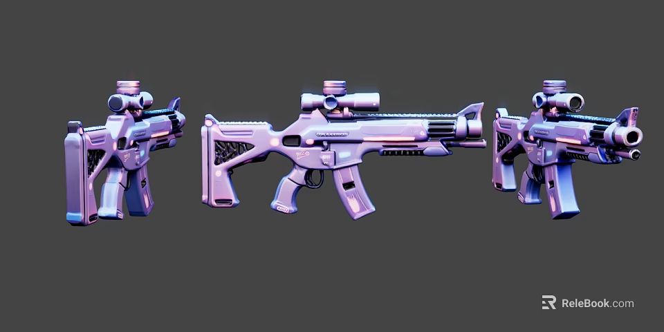 Colorful Electric Toy Gun Models With Scope And Modern Design Features 3d model 