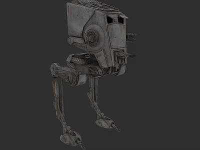 Gray Armored Tank With Four Mechanical Legs And Detailed Metal Structure 3d model