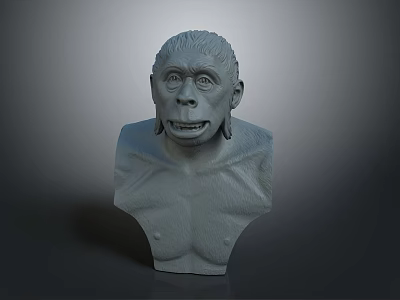 Game and Movie Prehistoric Ape Character Detailed Bust With Expressive Facial Features And Muscular Chest 3d model