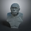 Game and Movie Prehistoric Ape Character Detailed Bust With Expressive Facial Features And Muscular Chest