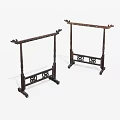 Two Traditional Wooden Coat Racks With Dark Carved Structure And Classic Design