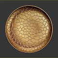 Golden Oval Tray Featuring Intricate Cracked Texture For Home Decor Use