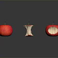 Fresh Red Apples Display With Whole Bitten And Half Eaten Varieties On Dark Surface