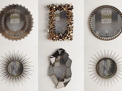 Decorative Mirrors With Various Shapes And Ornate Frame Designs For Home Decor 3d model