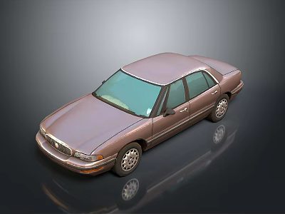 Copper Classic Sedan With Four Doors Green Windows And Silver Wheels 3d model