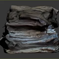 Stack Of Folded Multicolored Clothes With Various Shades And Soft Textures 3d model