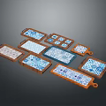 Wooden Stone Trays With Decorative Tile Patterns For Home And Kitchen Decoration
