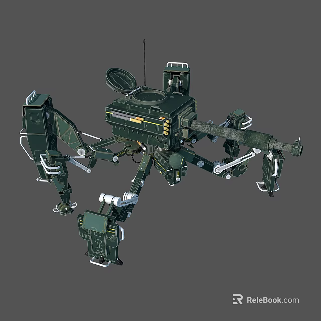 Mechanical Robotic Creature With Multiple Legs Antenna And Weapon Arm Design 3d model 