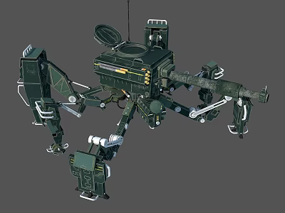 Mechanical Robotic Creature With Multiple Legs Antenna And Weapon Arm Design 3d model