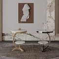 Modern Stylish Side Tables With Marble Tops And Gold Silver Metal Frames 3d model