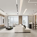 Modern Dining and Living Room Interior With Open Concept TV Wall and Dining Table
