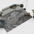 Modern Gray Sofa And Coffee Table Set With Throw Pillows Floor Lamp And Green Plant