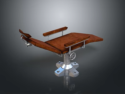 Medical Examination Table With Wooden Surface Metal Frame Adjustable Armrests And Metal Base 3d model