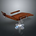 Medical Examination Table With Wooden Surface Metal Frame Adjustable Armrests And Metal Base