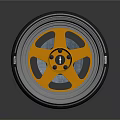 Car Wheel With Enkei Golden Rim Black Tire And Five Spoke Design