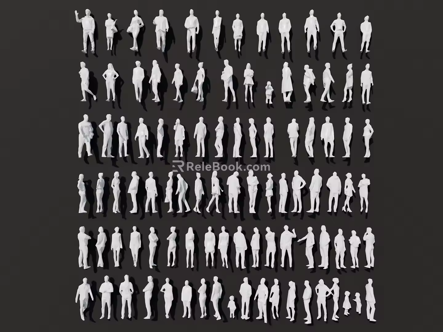Modern multi-person character combination concept character abstract character prime model character child character middle-aged character elderly character 3d model