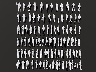 Modern multi-person character combination concept character abstract character prime model character child character middle-aged character elderly character 3d model