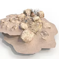 Modern Natural Style Arrangement Featuring Sand and Stones Small Clay Pot and Dry Branches