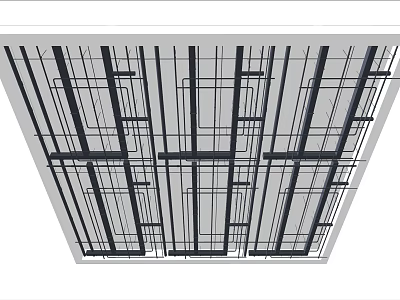 Modern Ceiling Design With Black Grid Lines And Geometric Pattern Structure 3d model