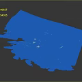 3D Terrain Model of Scenic Green Mountainous Island with Coastal Landscape