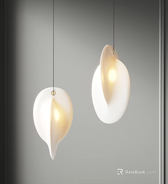 Modern White Pendant Lights With Unique Shell Like Design And Warm Glow 3d model