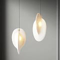 Modern White Pendant Lights With Unique Shell Like Design And Warm Glow 3d model