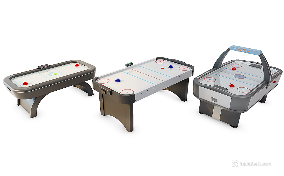 Indoor Recreational Air Hockey Tables with Various Designs and Colorful Pucks 3d model 