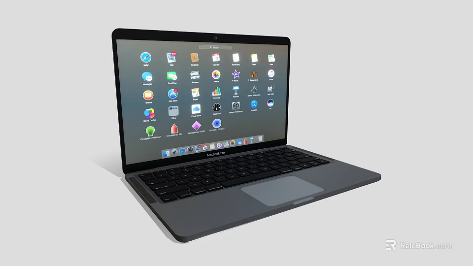 Modern Laptop Display With Colorful App Icons On Screen And Sleek Design 3d model 