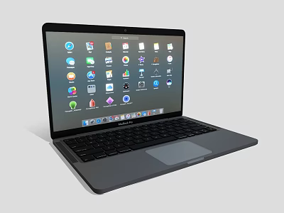 Modern Laptop Display With Colorful App Icons On Screen And Sleek Design 3d model