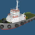 Sailing Boat With White Superstructure Red Gray Hull Green Deck And Tires On Calm Sea