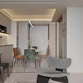 Modern Living And Dining Room Interior Design With TV Wall Sofa Chairs And Coffee Table