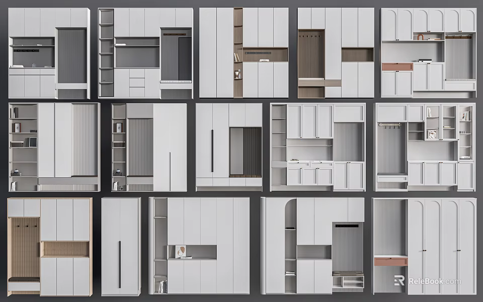 Various Modern Console And Side Cabinet Designs With Functional Storage Features 3d model