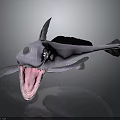 Purple Deep Sea Fish with Large Eyes Open Mouth and Unique Fins Against Dark Background