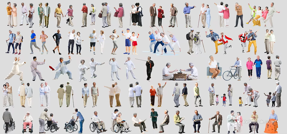People of All Ages Engaging in Various Daily Activities and Different Poses 3d model 