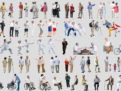 People of All Ages Engaging in Various Daily Activities and Different Poses 3d model
