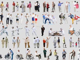 Modern Multi-Person Fitness for the Elderly Sports Fitness for the Elderly Leisure for the Elderly Health Walking Taijiquan Morning Exercise 3d model