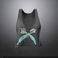 Gray Sleeveless Tank Top With Turquoise Butterfly Print Casual Daily Wear Essential
