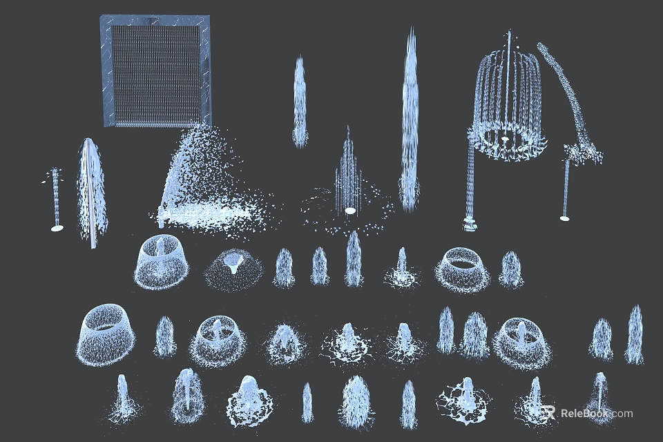 Unique Garden Ornaments Featuring Fountains Birdcages And Various Shaped Decorative Pieces 3d model 