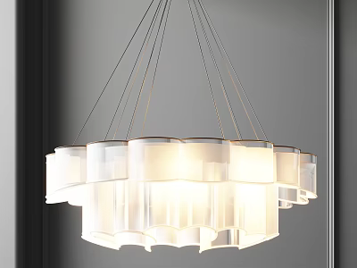 Elegant Modern Chandelier Interior Design With White Multi layer Lampshade And Soft Lighting 3d model