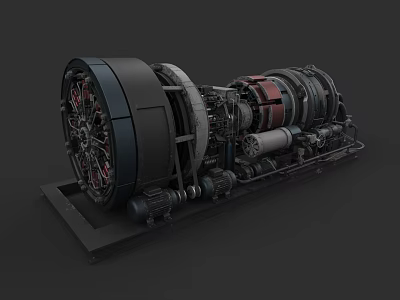 Heavy Duty Industrial Turbine Equipment With Rotating Blades And Metal Structure 3d model