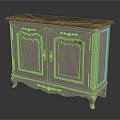Vintage French Console Sideboard With White Painted Finish Marble Top Carved Details And Curved Legs